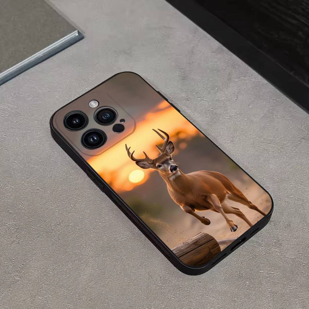 

Deer Hunting Camo Phone Case For iPhone 17,16,15,14,13,12,11 Plus,Pro Max,XS,X,XR,SE,Mini,8,7,Soft Silicone Black Cover iPhone17