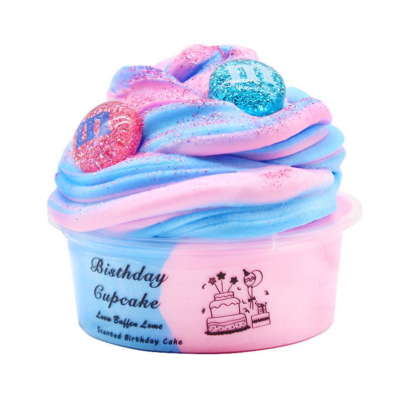 H- Spinner Cute Clock Block Cake Fluffy Slime Plasticine Mud Slam Stress Relief Barneleke