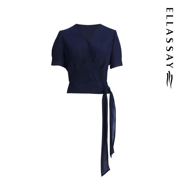 ELLASSAY Women's V-Neck Slim-Fit Blouse