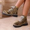 Leopard Print Color Matching Large Size New Autumn Personality Temperament Fashion Platform Comfortable Fashion Martin Boots