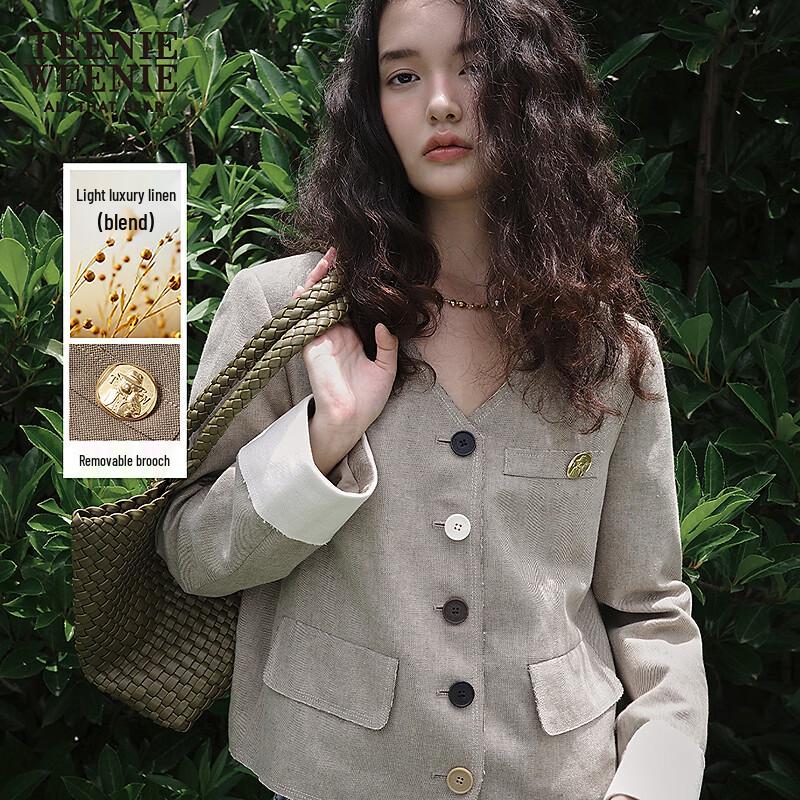 Teenie Weenie Women s Linen Blend Thin Short Blazer S