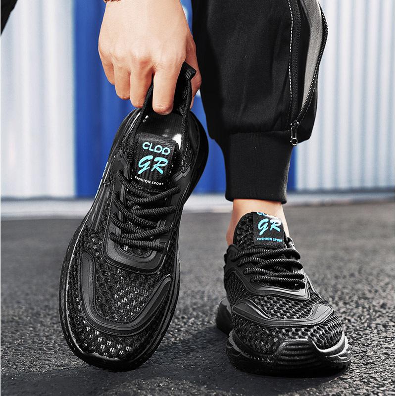 Summer Solid Color Versatile Large Mesh Sports Shoes Breathable Comfortable Thin Men's Outdoor Travel Casual Shoes Men's Shoes