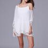 Dress, Cape, Pareo, Summer Tunic, Beach Dress, Lace, Chiffon, White, Boho