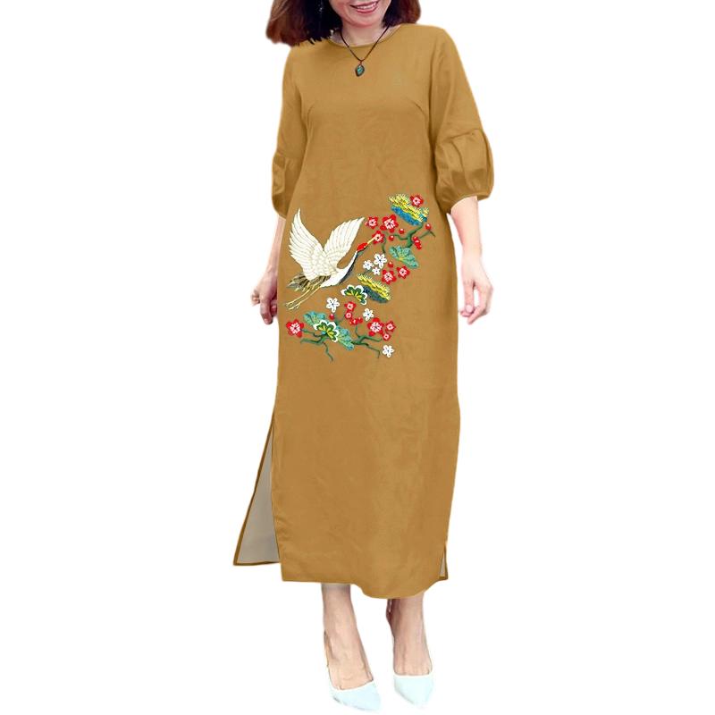 

ZANZEA Женское повседневное платье с круглым вырезом и рукавом 3/4, свободного кроя, с принтом 2XL