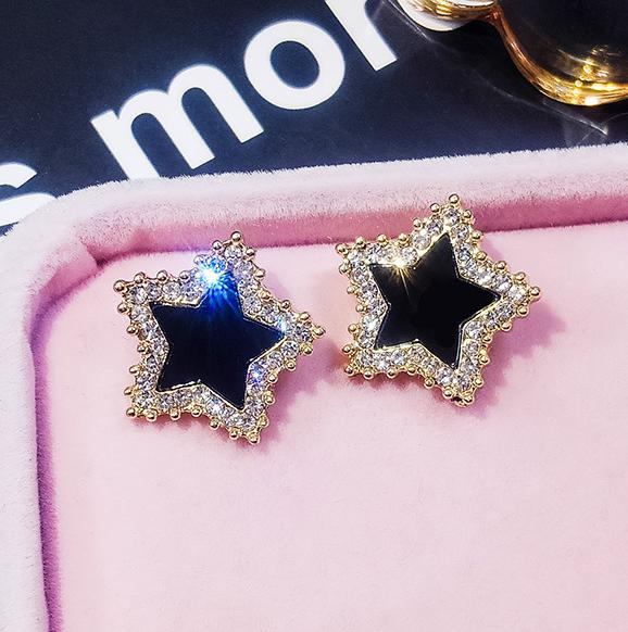 

Tremella Needle Temperament Personality Wild Design Square Circle Net Red Earrings Black Rhinestone Earrings Zircon Accessories звезда