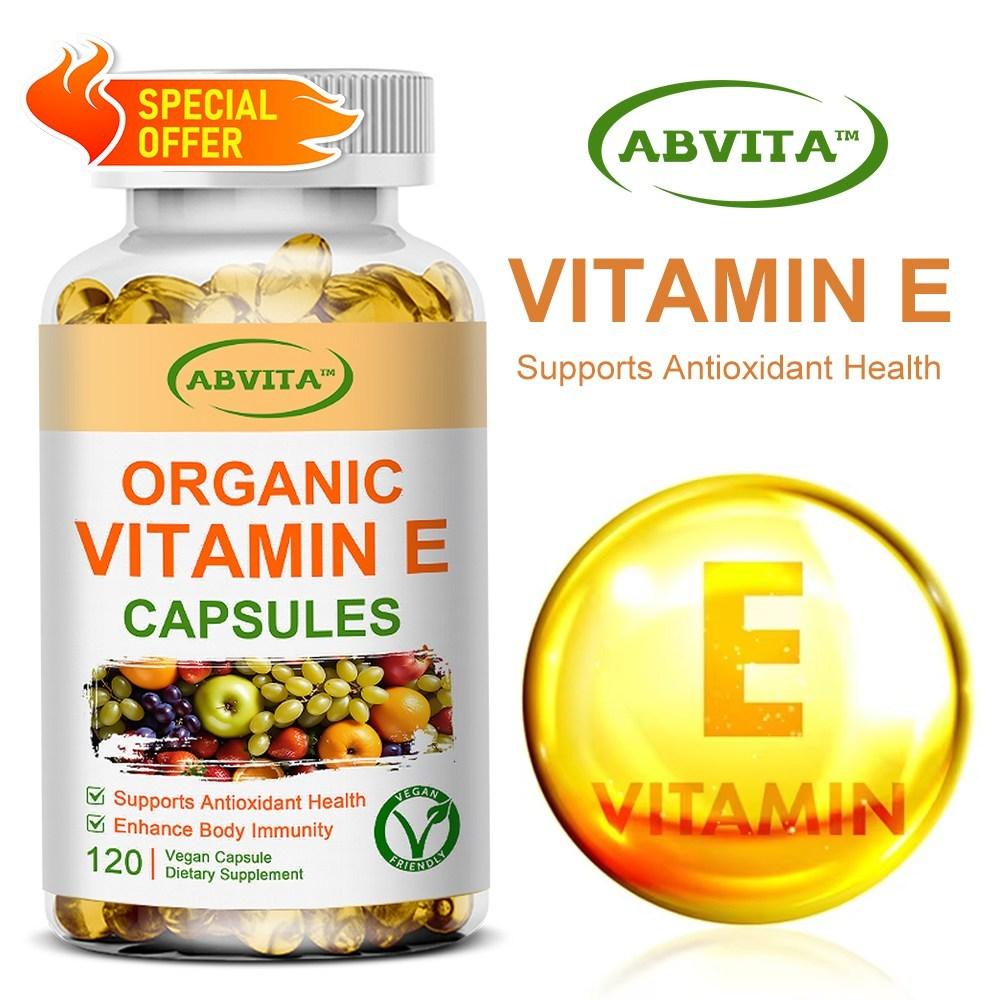 Organic Vitamin E 60/120 Capsules D-Alpha Tocopherol Complex 180mg Antioxidant Immune Health Vegan Capsule 1 pcs