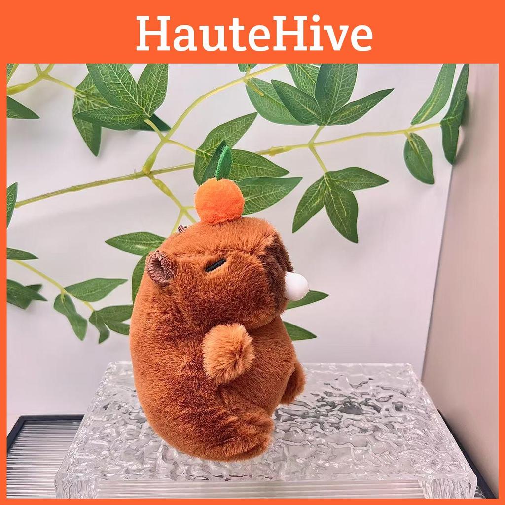 Blow Bubble Capybara Keychain Top Persimmon Kids Backpack Hanging Doll Plush