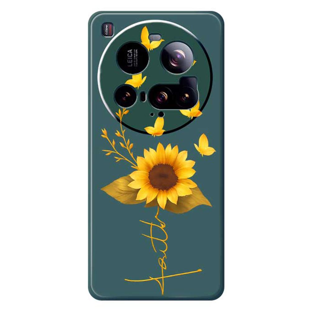 For Xiaomi 15 Ultra Case Golden Butterfly Sunflower Pattern Printing Straight Edge TPU Phone Back Cover