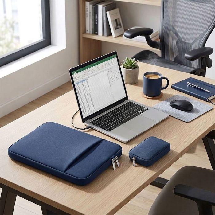 Housse pour Ordinateur Portable avec Pochette, Protection Anti-Rayures 13 Pouces - Bleu Marine
