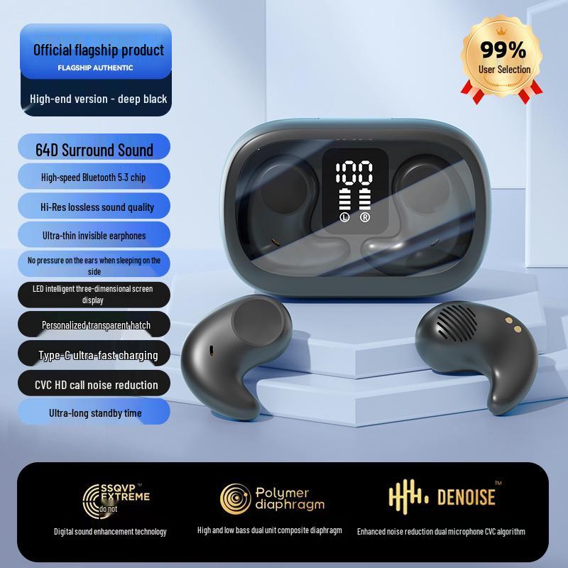 M52 Low-Latency Mini In-Ear Wireless Bluetooth Sleep Earphones with Digital Display