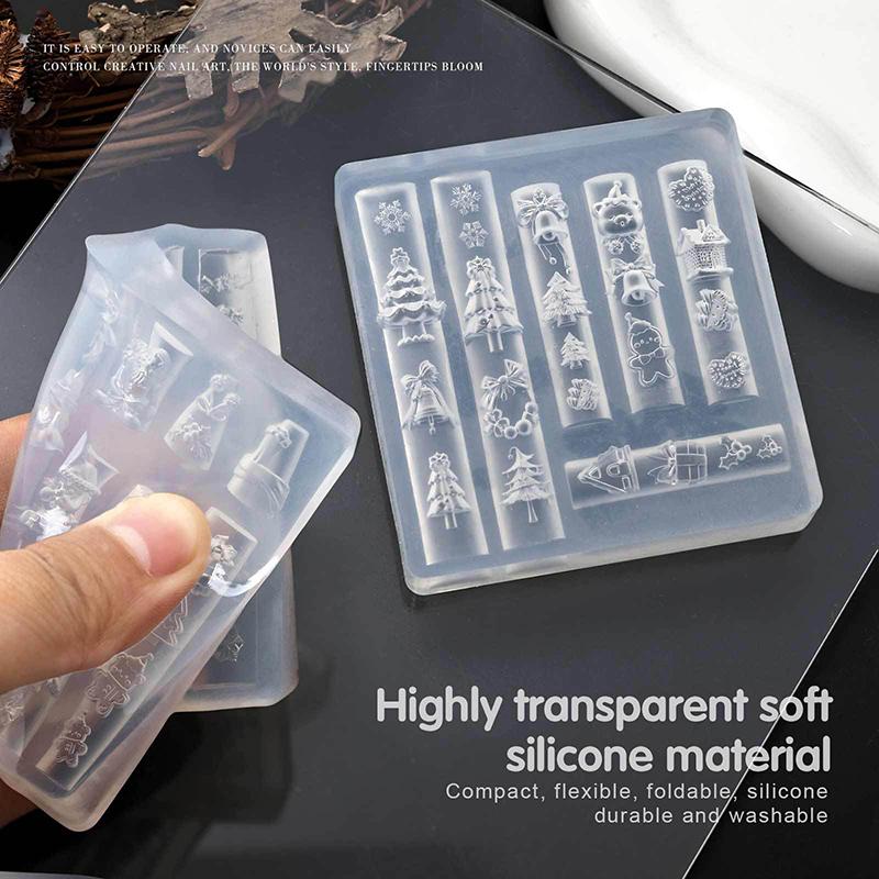 Om de Zăpadă de Crăciun Brad de Crăciun Matriță 3D pentru Unghii Fulgi de Nea Oameni de Zăpadă Decorațiuni Unghii Design DIY Silicon Manichiură Matriță Nail Art