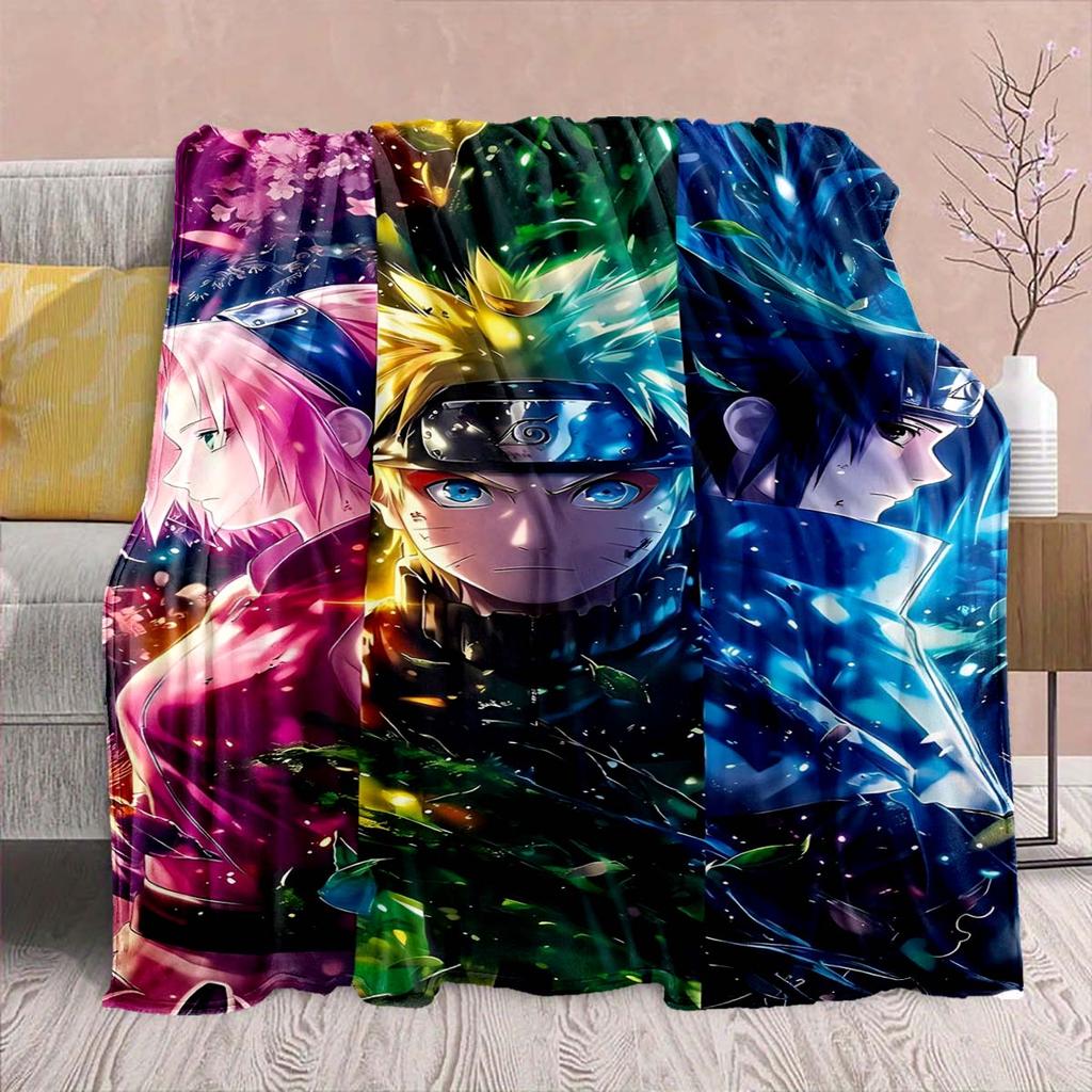 Naruto Anime Flannel Blanket - Soft Warm Perfect for Sofa, Bedding Camping Travel Office Home Decor -QJY
