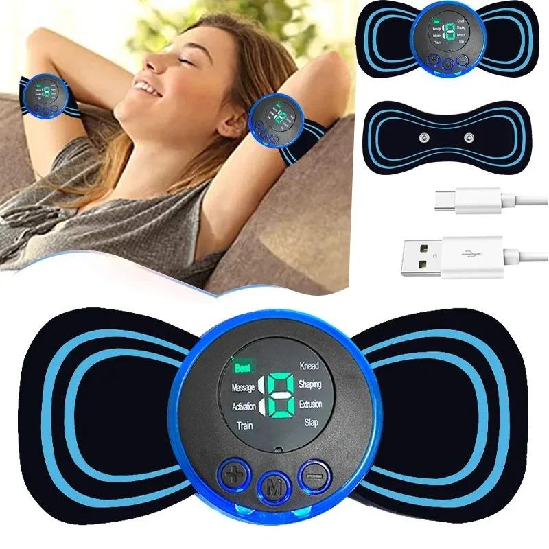 1PC LCD Display Neck Massage Electric Massager Mini Cervical Back Patch Stimulator Massager Mat Portable Gel Pad Stickers Slim