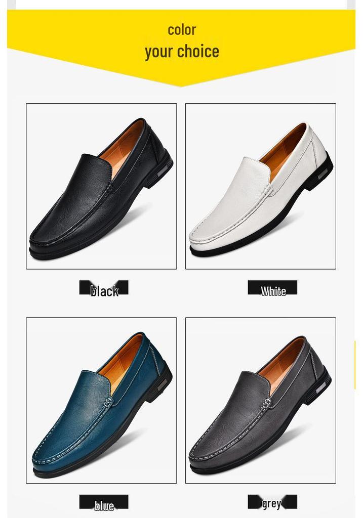 Men's Plus Size Summer Cowhide Casual Loafers - Slip-On Leather Driving Shoes