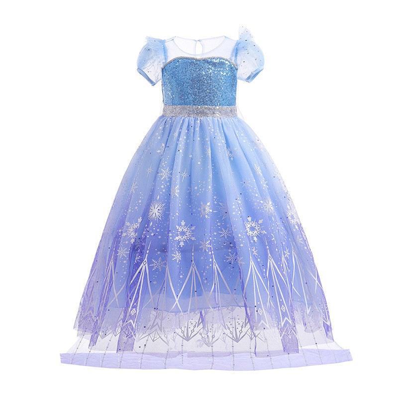 Cross-border foreign trade Ice and Snow Queen dress Fluffy yarn dress with cape Frozen Princess Elsa dress
