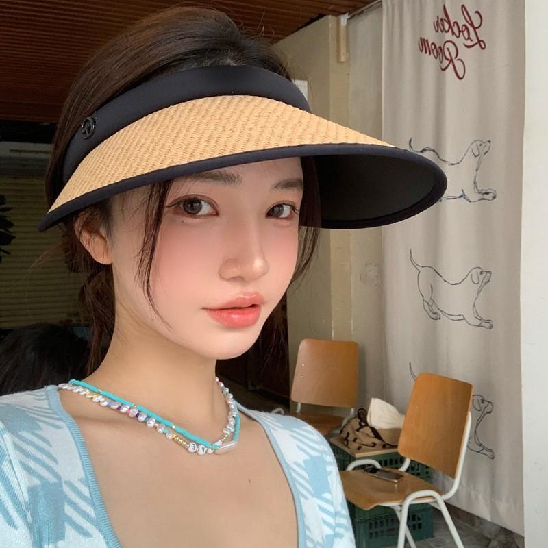 Womens Summer Sun Hat Large Brim Uv Protection Straw Hat With Sunshade For Outdoor Activities And Beach