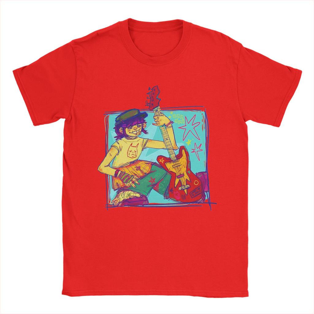 Leisure Noodle Gorillaz T-Shirt Men Round Neck 100% Cotton T Shirts  Short Sleeve Tees Plus Size Tops