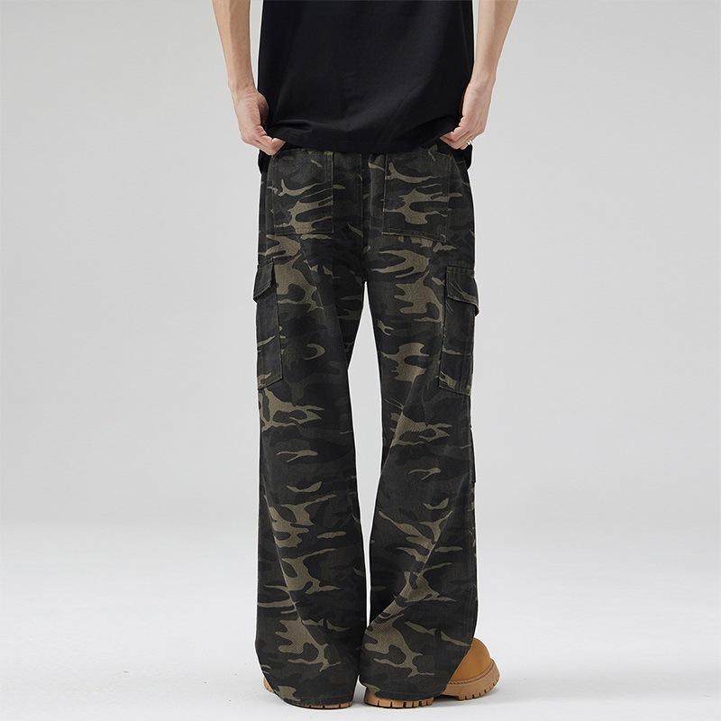 New Spring and Summer Paratrooper Camouflage Overalls for Men Straight Loose Multi-pocket Trousers