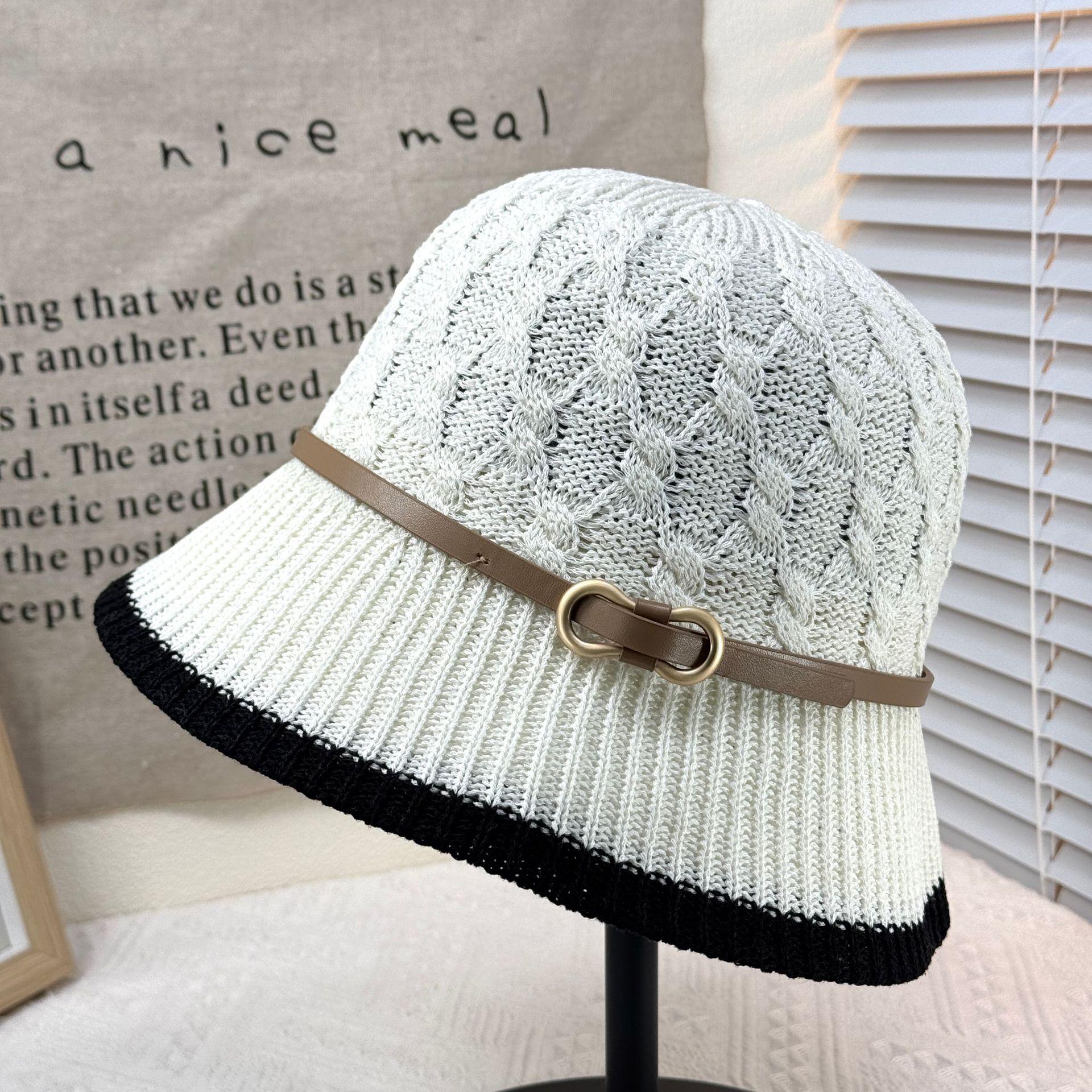 

Летняя вязаная панама-ведро в корейском стиле - Женская универсальная, складная, высококачественная модель Adjustable 54-58cm белый