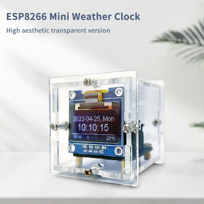 ESP8266 Mini Weather Clock Kit Electronic Weather Station Multifunctional WIFI Digital Clock DIY Soldering Project Practice Kit