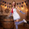 Women's Halloween Striped Over-the-Knee Socks and Gloves Set, Colorful Matching Party Costume Accessories
