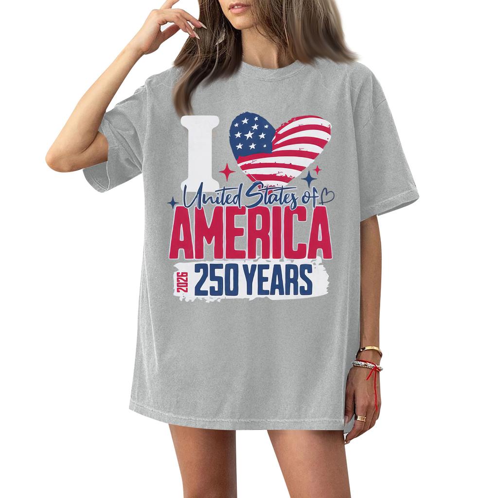 Damen Rundhals Bedrucktes Kurzarm T-Shirt Top