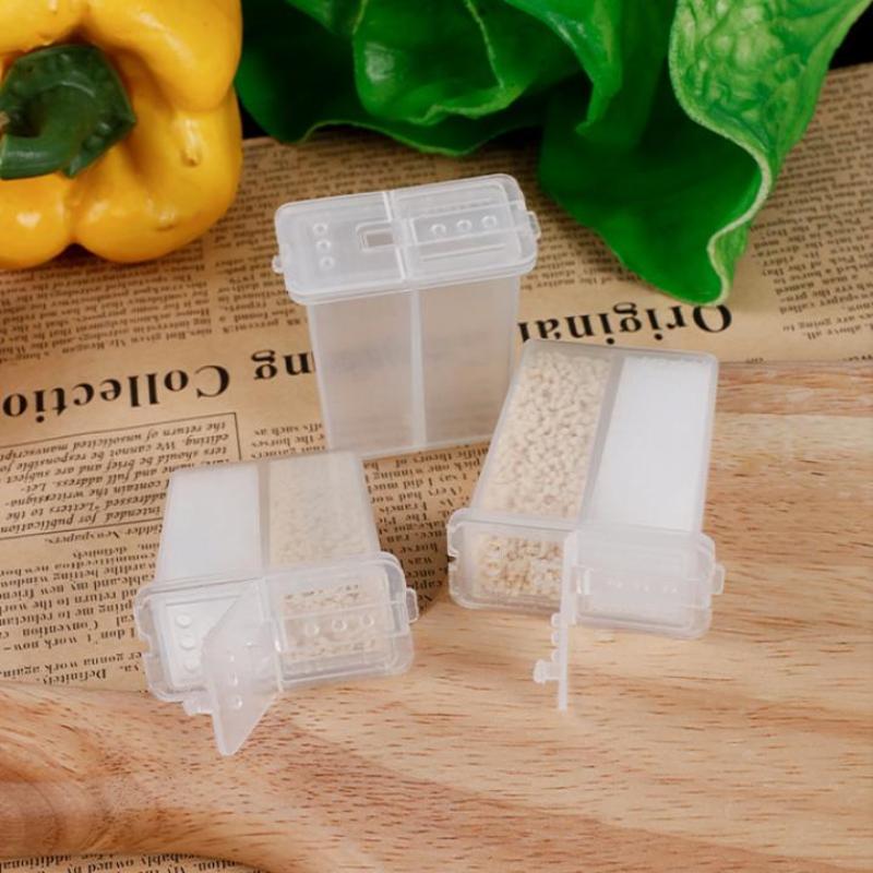 2in1 Camping Seasoning Shaker Multi-Purpose Spice Jar With Lid 2-Compartment For Outdoor BBQ Cooking Salt Pepper Storage Box