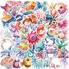 50Pcs Ocean Cartoon Sea Turtle Shrimp Starfish Stickers Diy Laptop Luggage Cup Skateboard Graffiti Decals Fun For Kid Gift