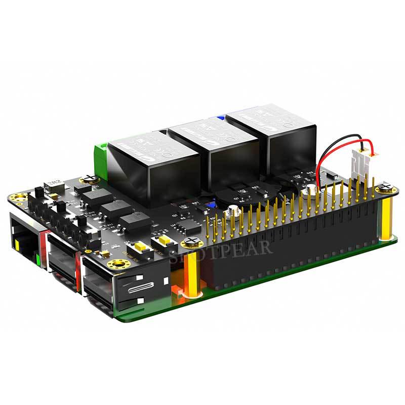 Raspberry Pi 3-Way Relay Board with Fan & RGB-LED