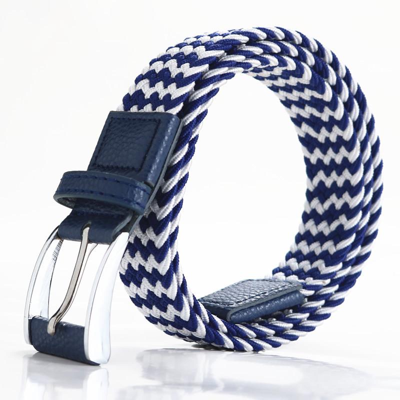 Men'S Braided Belt Elastic Elastic Canvas Belt Unisex No Punch Women'S Belt
