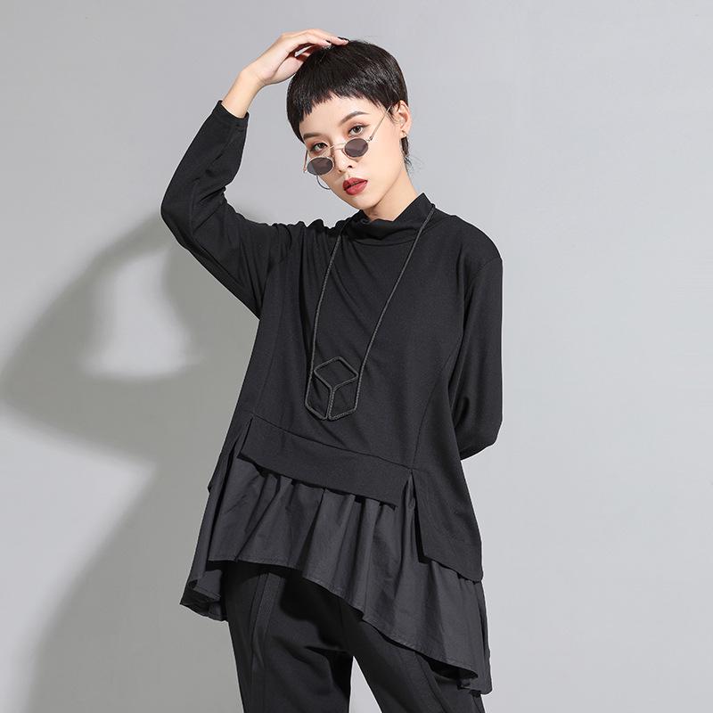 European & American Spring/Autumn Women's Irregular Swallowtail Babydoll Long-Sleeve T-Shirt