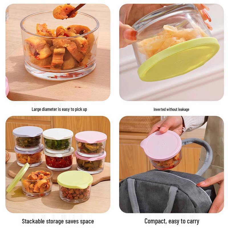 Set of 4 Food-Grade Glass Pickle Jars with Lids