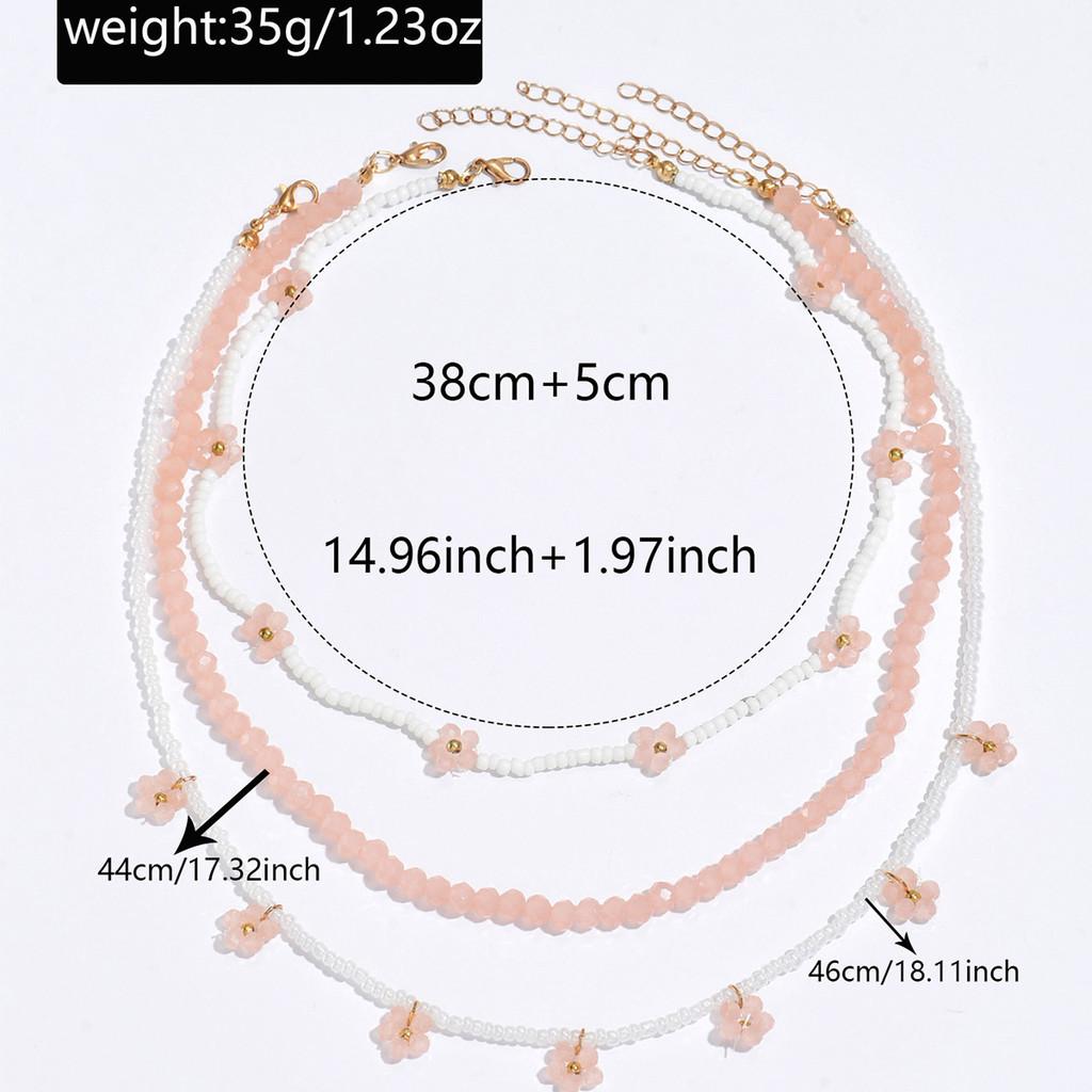 Boho Floral Beaded Necklace For Women Handmade Multilayer Summer Accessory