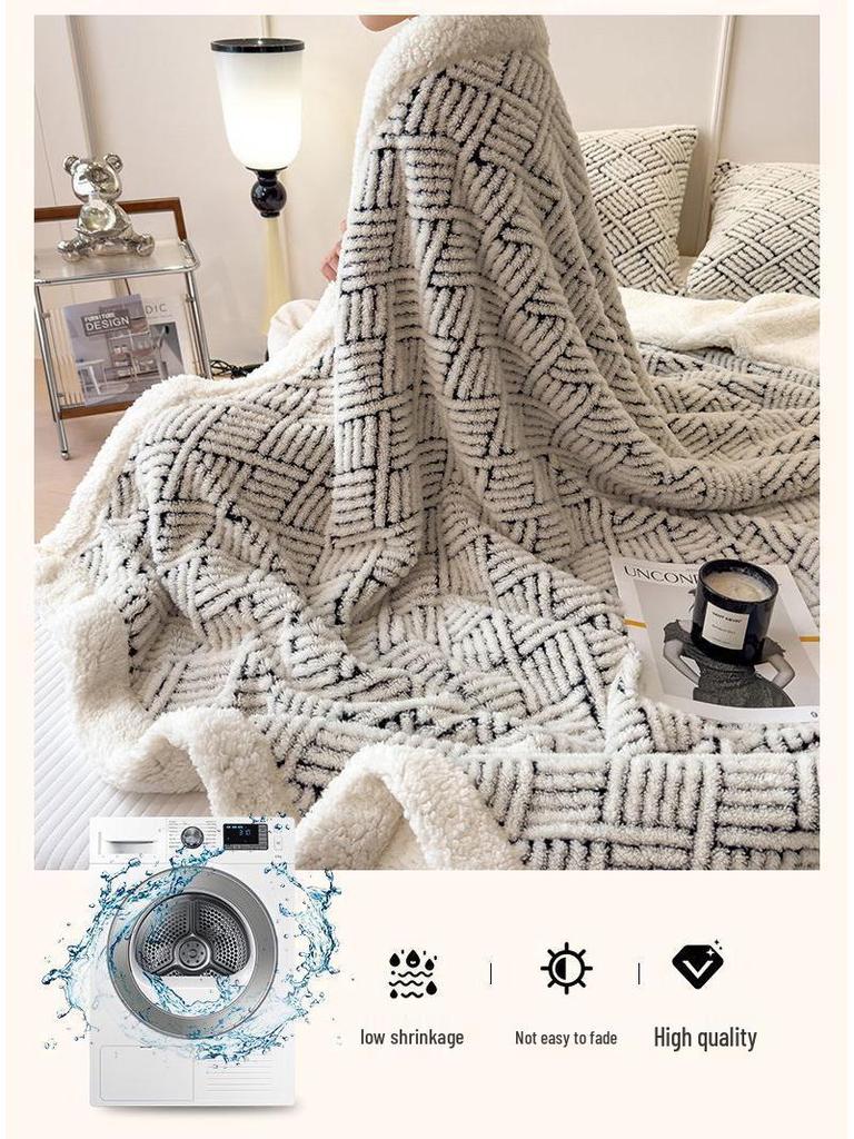G5Z Warme Winter-Doppelseitige Fleecedecke mit Verdicktem Milchvelours und Lammwolle