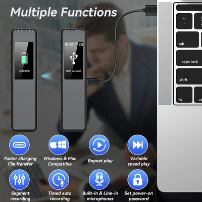 Neuer digitaler Sprachaufzeichnungsstift Tragbares sprachaktiviertes Diktiergerät Tonaufnahme Rauschunterdrückung Langzeitaufnahmegerät MP3-Player