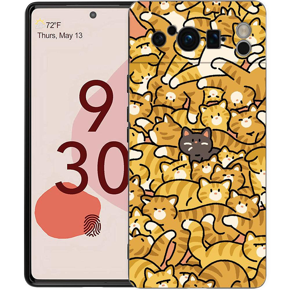 Phone Case For Google Pixel 8 A 7 6 Pro 6A 5G Black Soft Shockproof Back Cover Silicone TPU Shell Coque Cartoon Printed