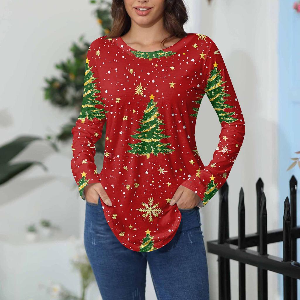 Tee Shirts For Women Fall Casual Long Sleeve Shirts Sweatshirt Vintage Graphic Printing Top Pullover Valentine's Day