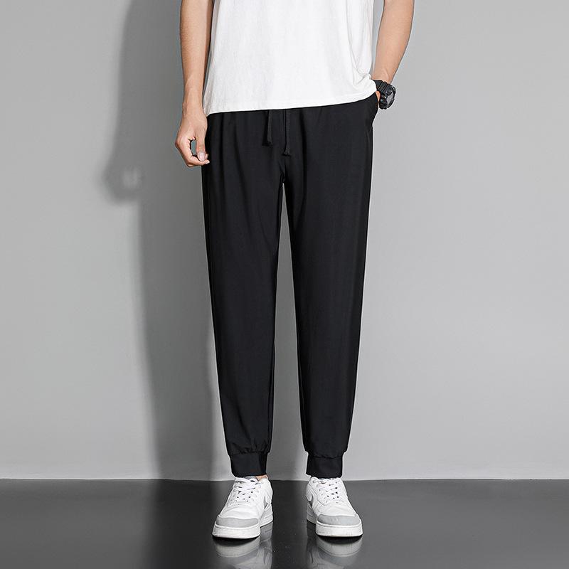 Summer Ice Silk Quick-Dry Joggers: Breathable, Stretchy, Long Pants for Men & Women - Ideal for Casual Sports.
