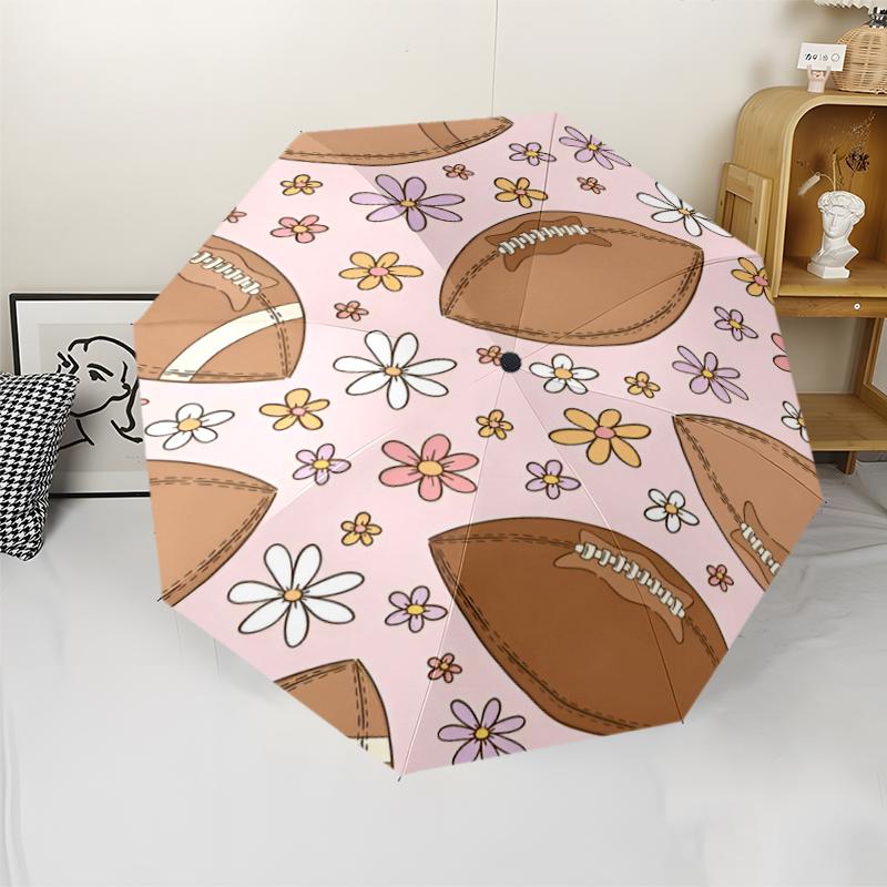 American football Theme Automatic Umbrella, Lightweight & Portable, 8 Rib, Perfect for Outdoor Travel, Birthdays, Christmas, Gifts.