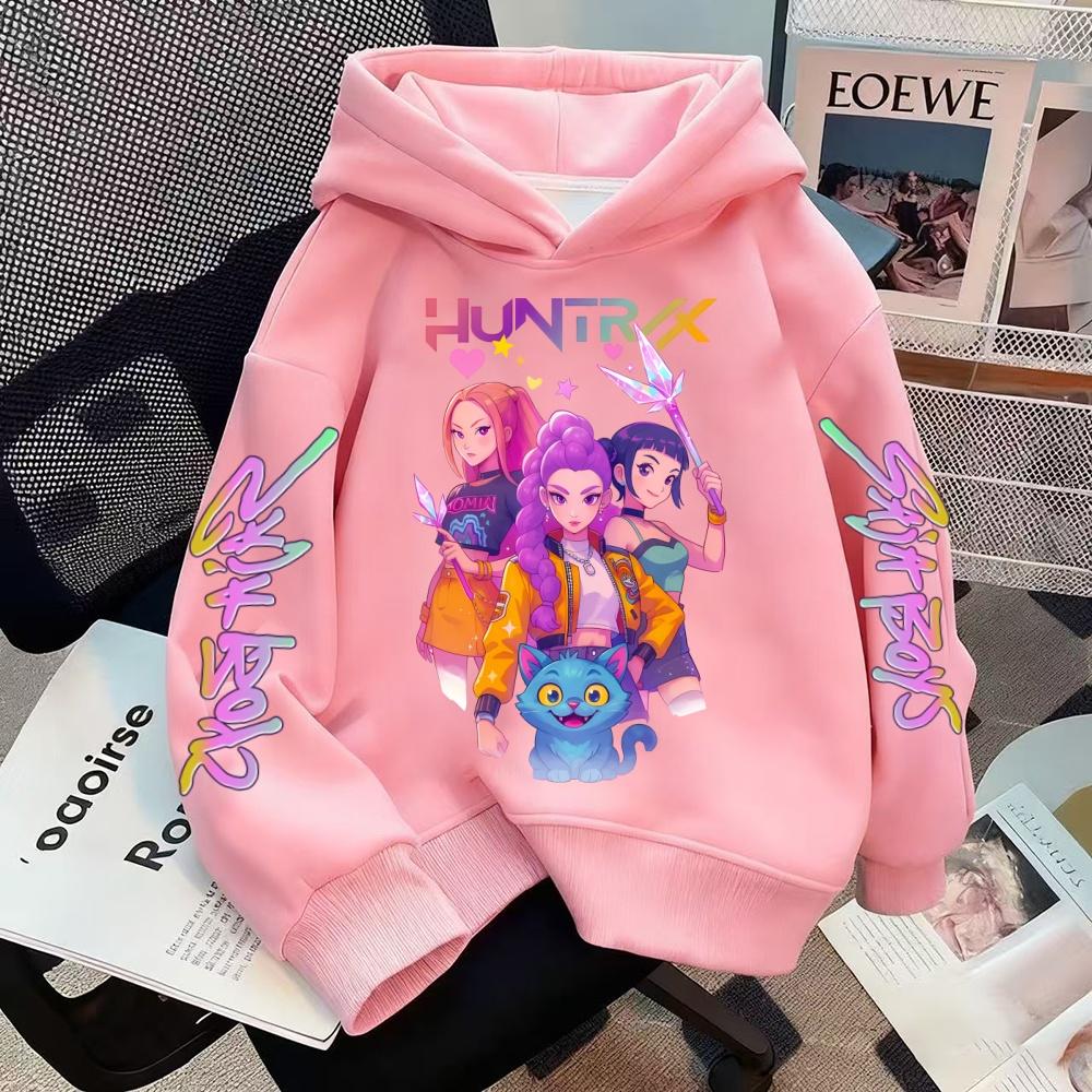 Anime K-Pop Girls Witch Hunter Hoodie Harajuku Hip Hop Pullover Sweatshirt Unisex Kids Lettering Sportswear Fashion