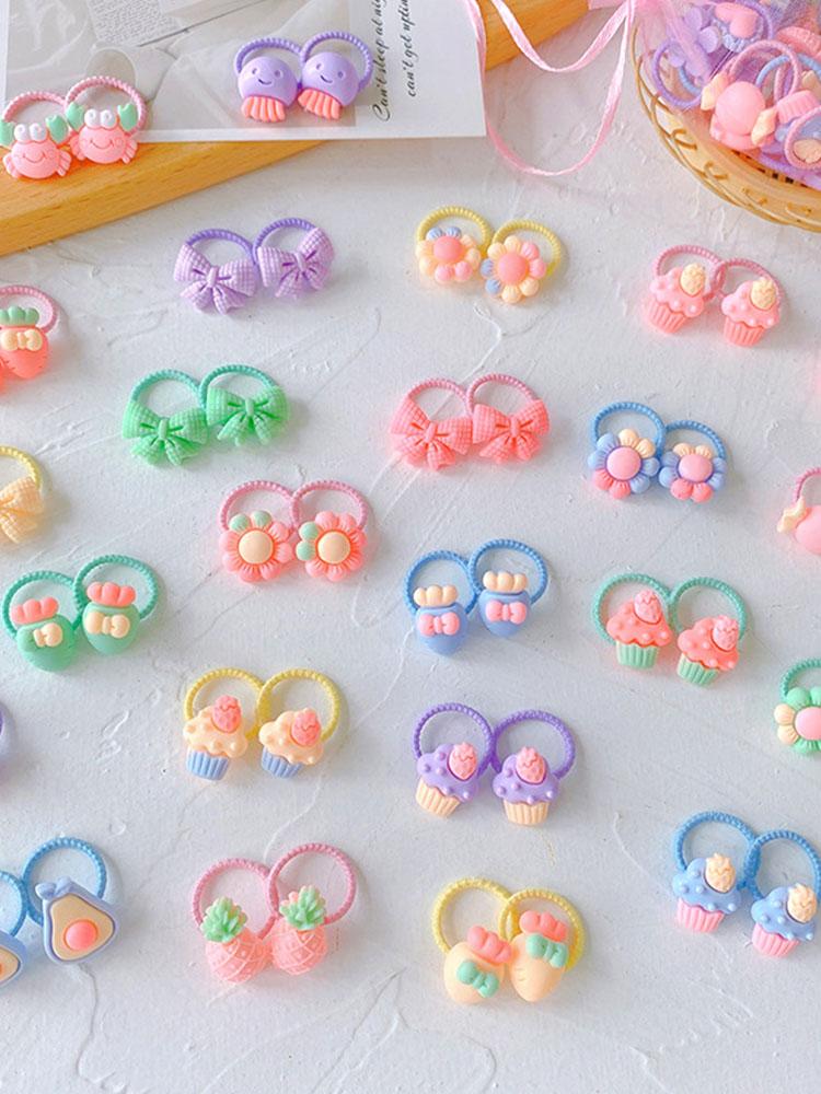 40Pcs/lot Baby Girl Hair Accessories Cute Flower Candy Baby Elastic Hair Ties Ponytail Holder Kids Girls Hair Ropes Rubber Band