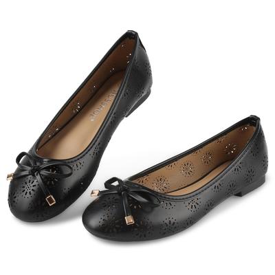 Sapatos Rasos Femininos Respiráveis Verão Femininos Rasos Couro Sapatos Sociais Confortáveis Bico Redondo Slip on Rasos com Ilhós Respiráveis