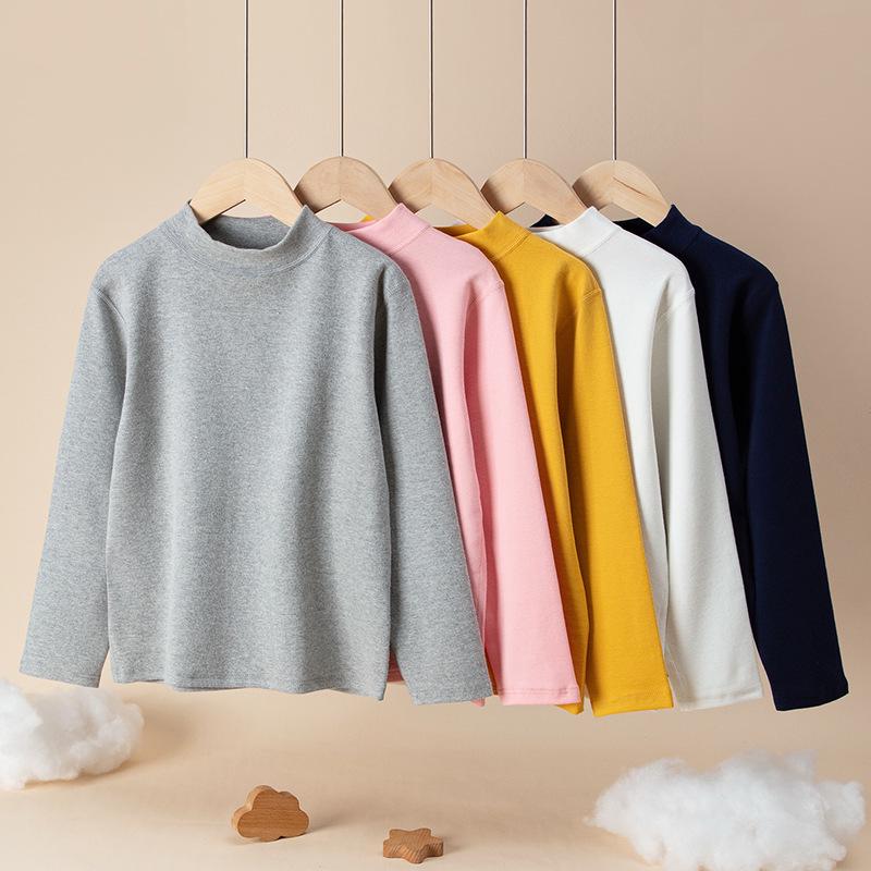 Kids' Fleece-Lined Cotton Turtleneck Sweatshirt - Warm Autumn/Winter Layer