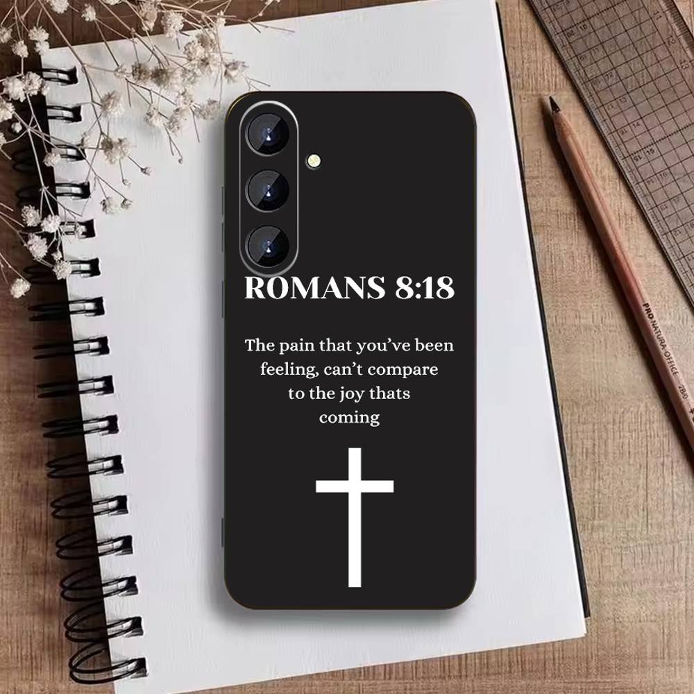 Bible Verse Jesus Christ Christian Phone Case For Samsung Galaxy A73,21,22,32,71,53,52,51,80,5G Soft Black Cover