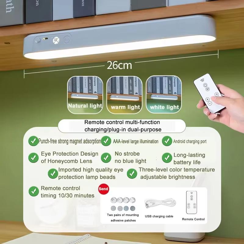 

Перезаряжаемая от USB магнитная светодиодная настольная лампа, регулируемая яркость, диммируемая, портативная настольная лампа для офиса, учебы, спальни, для использования с компьютером