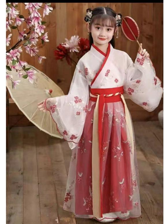 Girls' Hanfu Dress: Super Fairy Princess Long Sleeve Chinese Style for Autumn/Winter