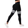 Legginsy High-Waisted Push-Up w Paski, Czarne, S-XXL, Idealne na Treningi na Siłowni i Fitness