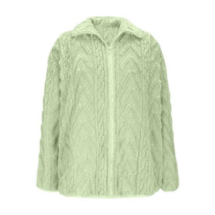 

Women Winter Fleece Jacket Stand Collar Sherpa Coat Fuzzy Long Sleeve Zip Up Casual Outerwear with Pockets Fall 2XL зелений