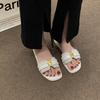 One-word French Slippers Women's Summer Wear High-end Small Fragrant Wind Beach Shoes 2025 Feeling New Flat Bottom Cool
