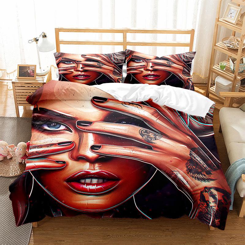 Home Textiles African Girl Quilt Cover 3D Digital Printing Three-Piece Set Printable other size customization